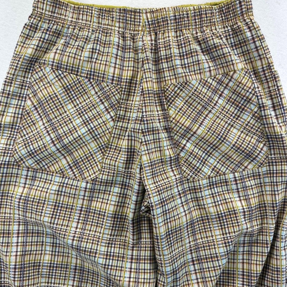 Free People Nice Choice Stripe Plaid Pull On Pants Barrel Leg Size Medium NEW - Picture 11 of 16